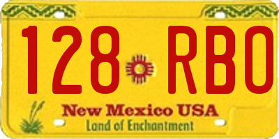 NM license plate 128RBO