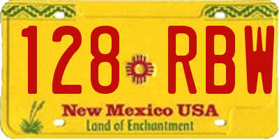 NM license plate 128RBW