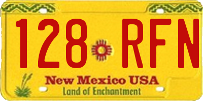 NM license plate 128RFN