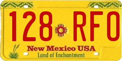 NM license plate 128RFO