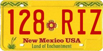 NM license plate 128RIZ