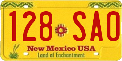 NM license plate 128SAO
