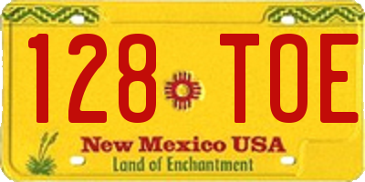 NM license plate 128TOE