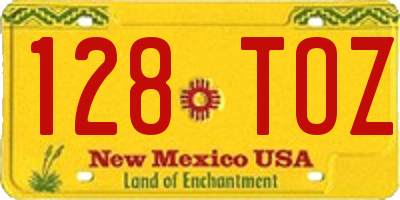 NM license plate 128TOZ