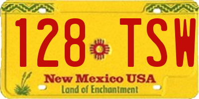 NM license plate 128TSW