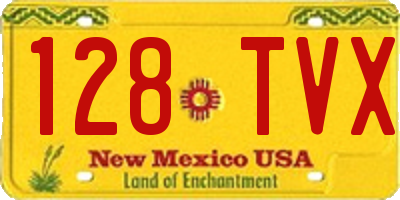 NM license plate 128TVX