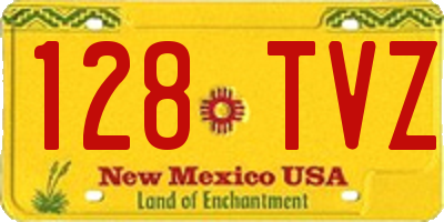 NM license plate 128TVZ