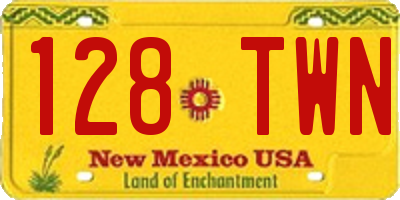 NM license plate 128TWN