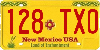 NM license plate 128TXO