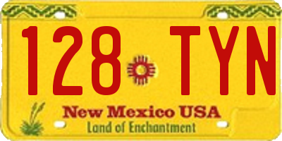 NM license plate 128TYN