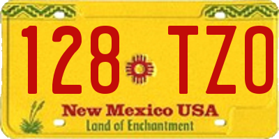 NM license plate 128TZO