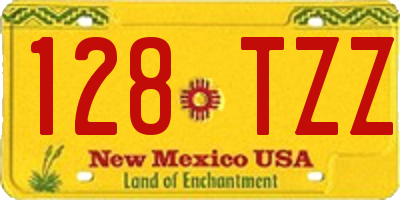 NM license plate 128TZZ