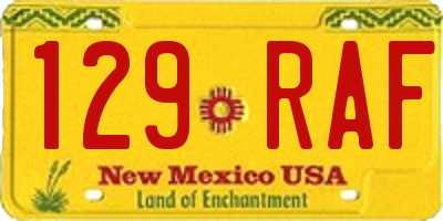 NM license plate 129RAF