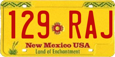 NM license plate 129RAJ