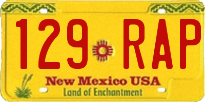 NM license plate 129RAP