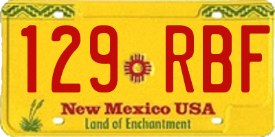 NM license plate 129RBF