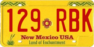 NM license plate 129RBK