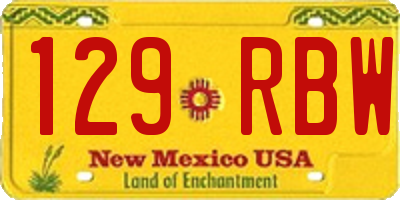 NM license plate 129RBW