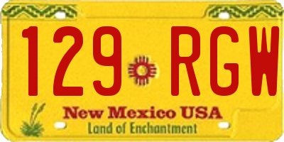 NM license plate 129RGW