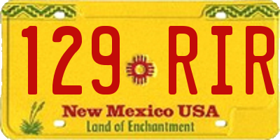 NM license plate 129RIR