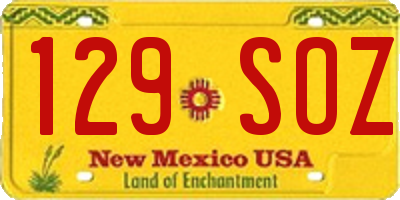 NM license plate 129SOZ