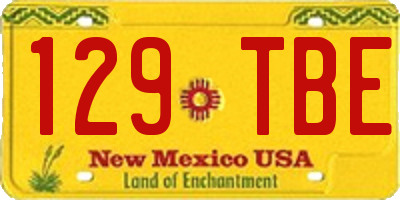 NM license plate 129TBE
