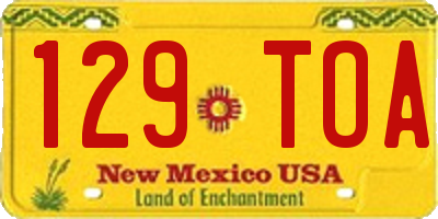 NM license plate 129TOA