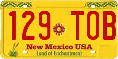 NM license plate 129TOB