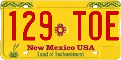 NM license plate 129TOE