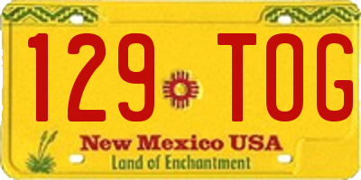 NM license plate 129TOG