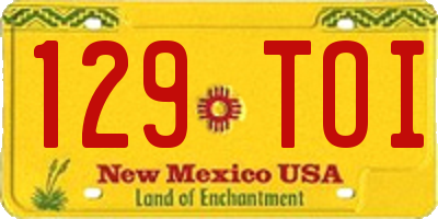 NM license plate 129TOI