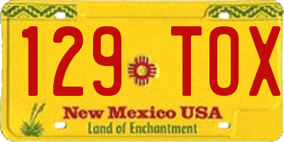 NM license plate 129TOX