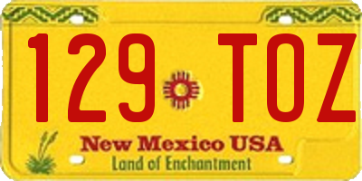 NM license plate 129TOZ