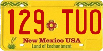 NM license plate 129TUO