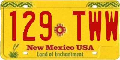 NM license plate 129TWW