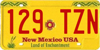 NM license plate 129TZN