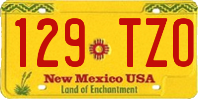 NM license plate 129TZO