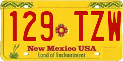 NM license plate 129TZW