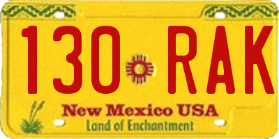 NM license plate 130RAK