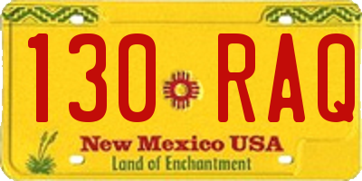 NM license plate 130RAQ