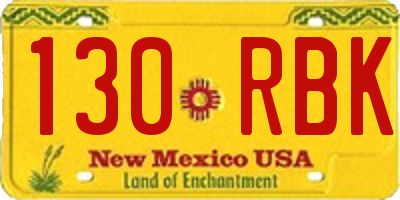 NM license plate 130RBK