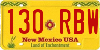 NM license plate 130RBW