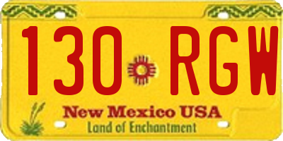 NM license plate 130RGW