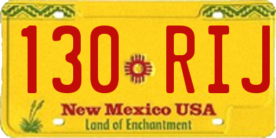 NM license plate 130RIJ