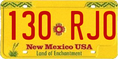 NM license plate 130RJO