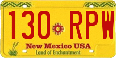 NM license plate 130RPW