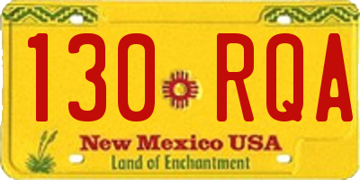 NM license plate 130RQA