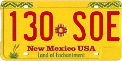 NM license plate 130SOE