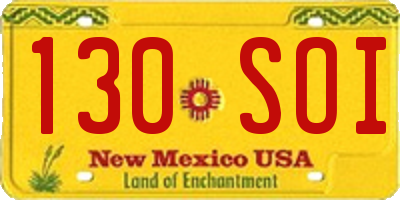 NM license plate 130SOI