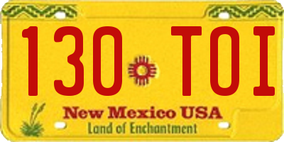 NM license plate 130TOI